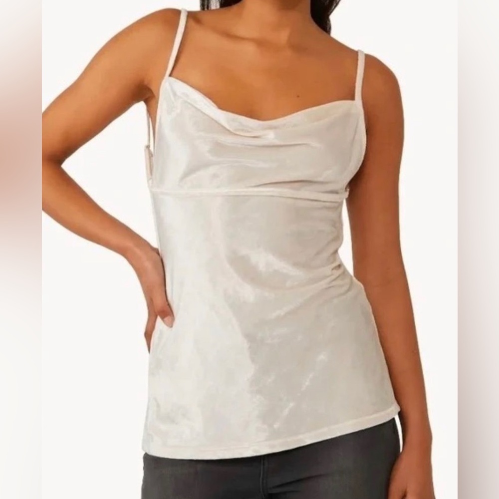 NWOT Intimately Free People All Night Velvet Tunic Tank Top Camisole Champagne